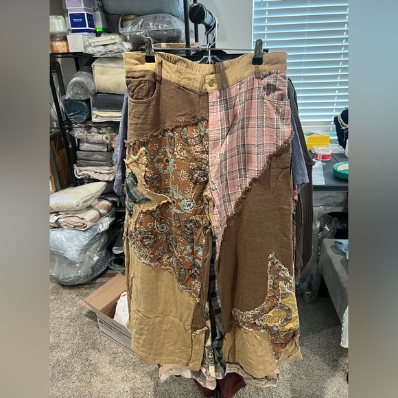 Blue Velvet Patchwork Wide Leg Pants, Various Sizes NWT - Picture 6 of 6